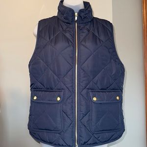 J. Crew Navy Quilted Vest, Large